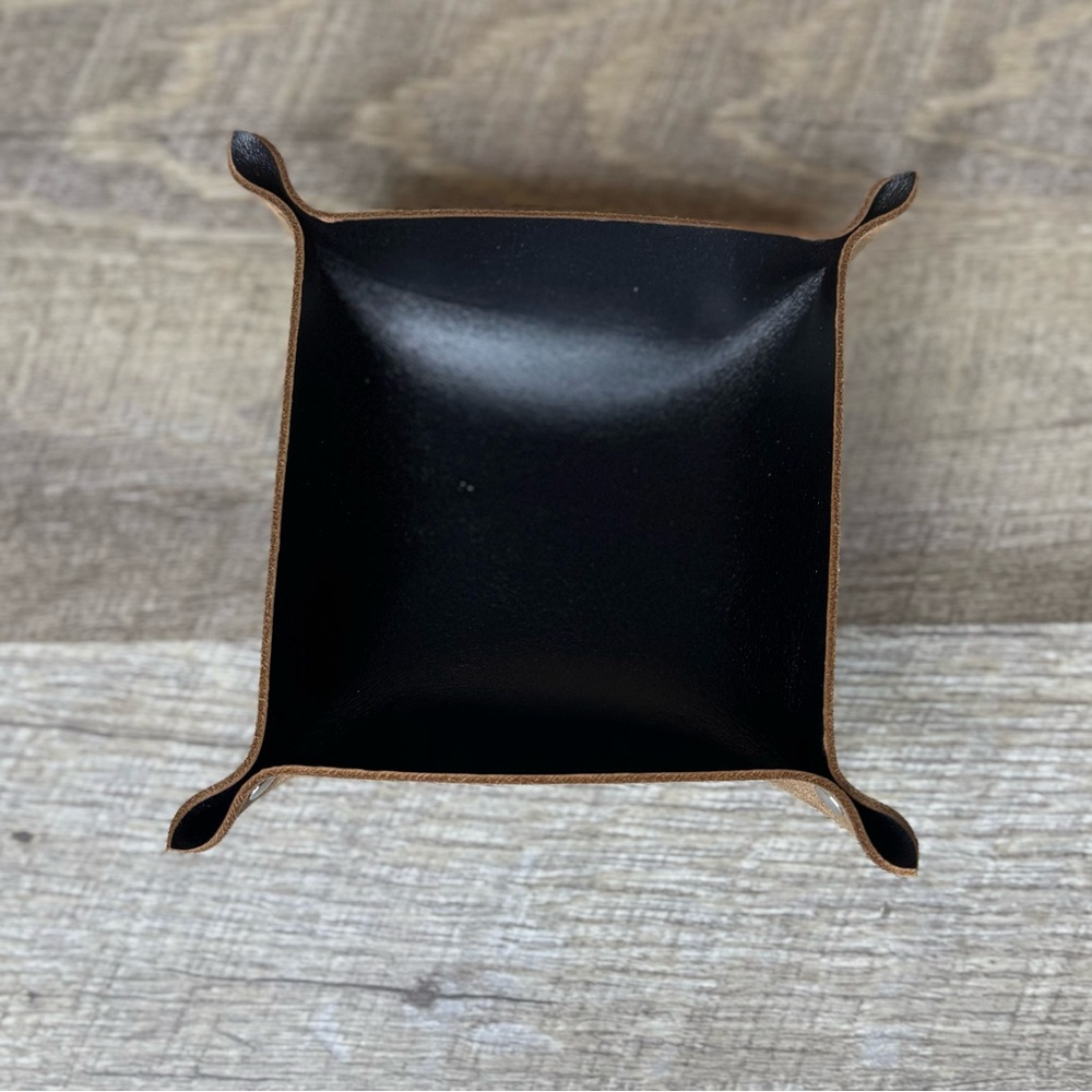 Valet Tray Trinket Vanity Jewelry Bedside Table Tray black top grain leather